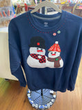 Snowman Couple Ozark Hand Stitched Sweatshirt