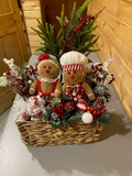 Gingerbread Couple in Winter Basket