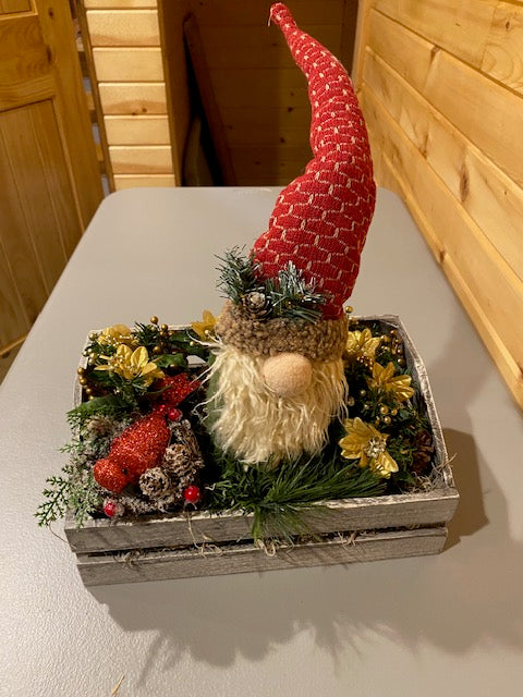 Gnome in Winter Crate