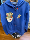 Snowman and Shooting Star Zip Up Hoodie Sweatshirt