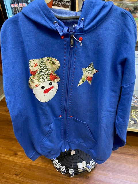 Snowman and Shooting Star Zip Up Hoodie Sweatshirt