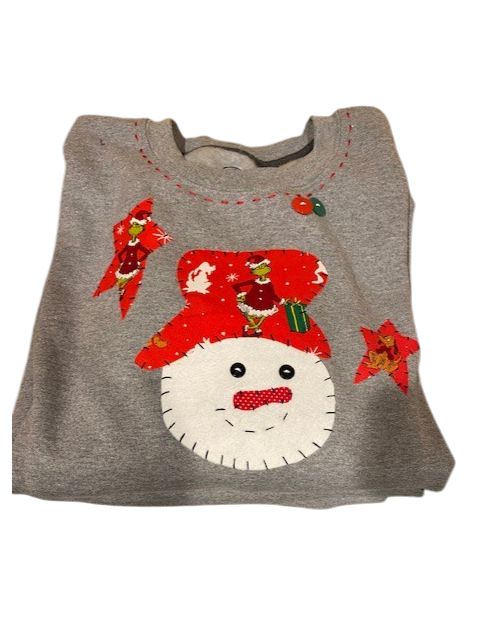 Snowman Face  Ozark Hand Stitched Sweatshirt