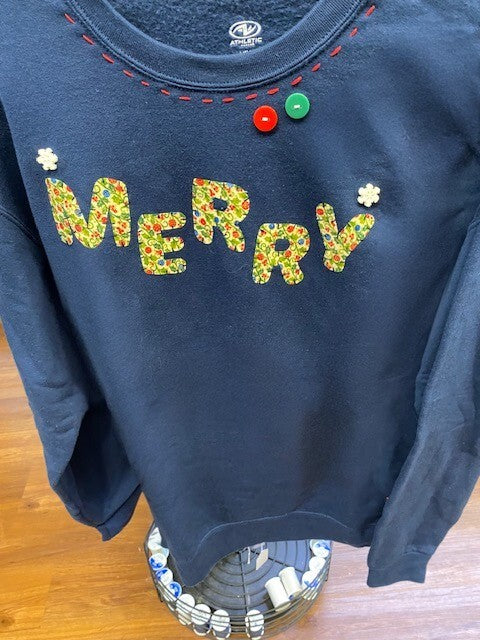 Merry Ozark Hand Stitched Sweatshirt - Blue