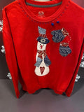 Skinny Snowman and Mittens  Ozark Hand Stitched Sweatshirt